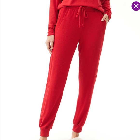 Michael Stars Red Grenadine Jenny Joggers Drawstring Waist Pockets Size Small - Picture 4 of 5